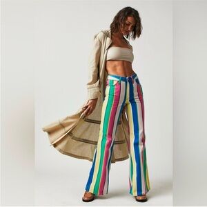 Wrangler Laser Striped Wanderer 622 High Rise Flare Jean Womens 28 Eclectic NEW